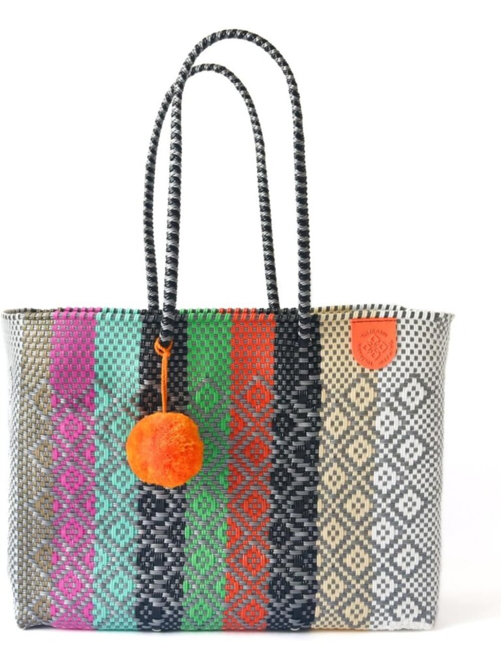 Handwoven Recycled Plastic Super Tote Bag - Lightweight, Water-Resistant